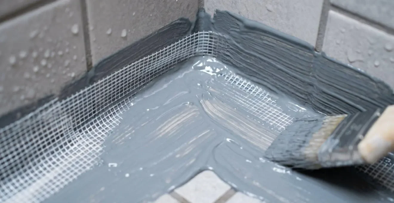 Application d'un système d'étanchéité liquide SEL avec bandes de renfort dans une douche à l'italienne