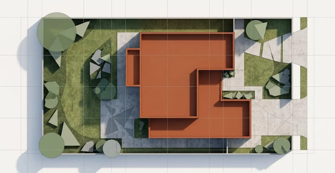 Schéma explicatif du coefficient d'emprise au sol sur un terrain de 300m²