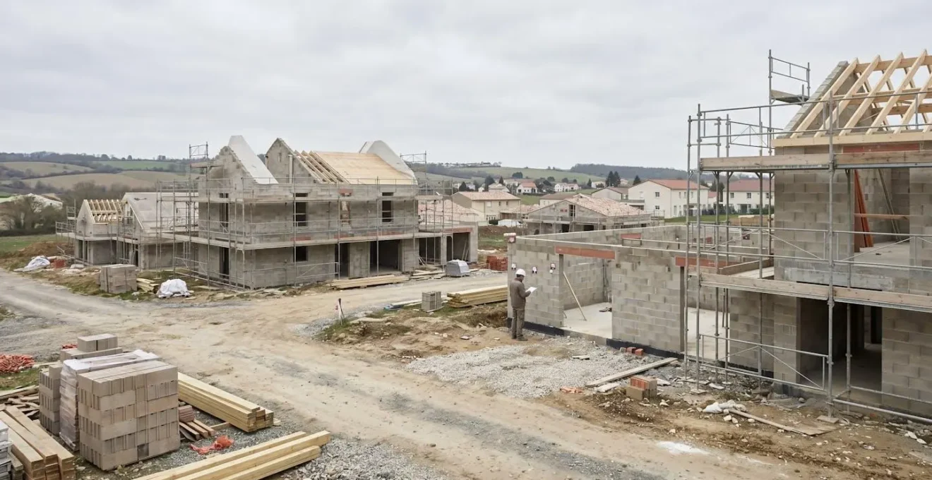 Expert analysant plusieurs types de désordres sur un chantier résidentiel