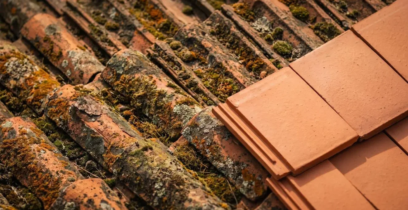 Vue aérienne montrant la différence de surface de toiture entre maison plain-pied et maison à étage